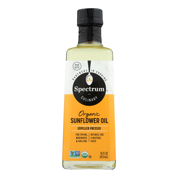 Spectrum Naturals High Heat Refined Organic Sunflower Oil - Case Of 12 - 16 Fl Oz