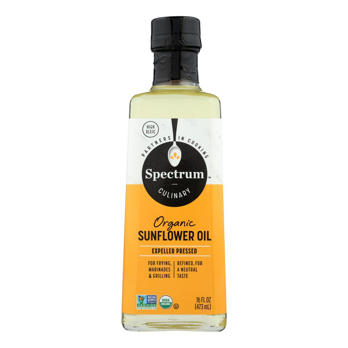 Spectrum Naturals High Heat Refined Organic Sunflower Oil -Case Of 12 - 16 Fl Oz.