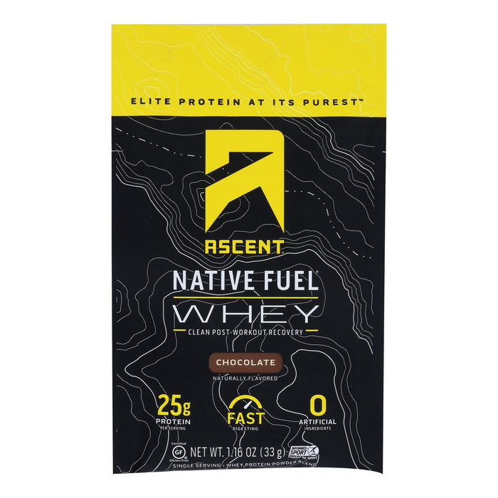 Ascent Native Fuel Chocolate Whey Protein Powder Blend Chocolate - Case Of 15 - 1.16 Oz.