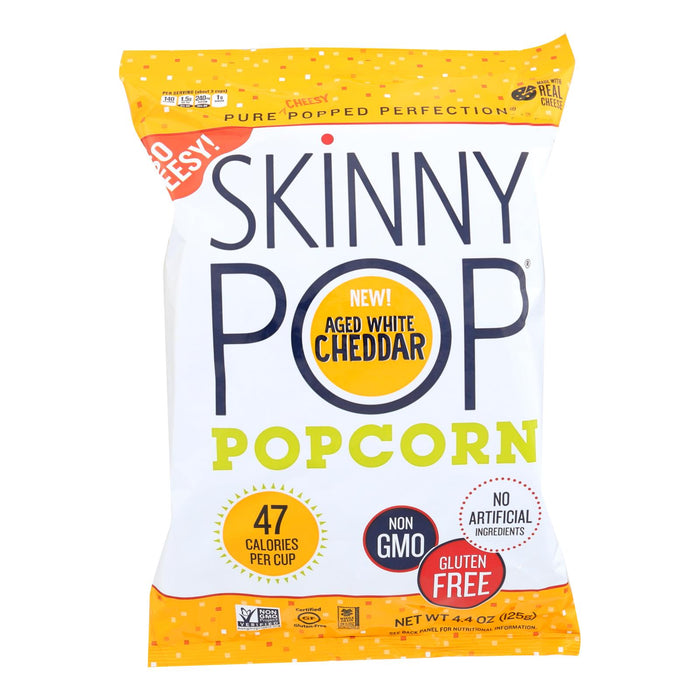 Skinnypop Popcorn Popcorn -Aged White Cheddar - Case Of 12 - 4.4 Oz