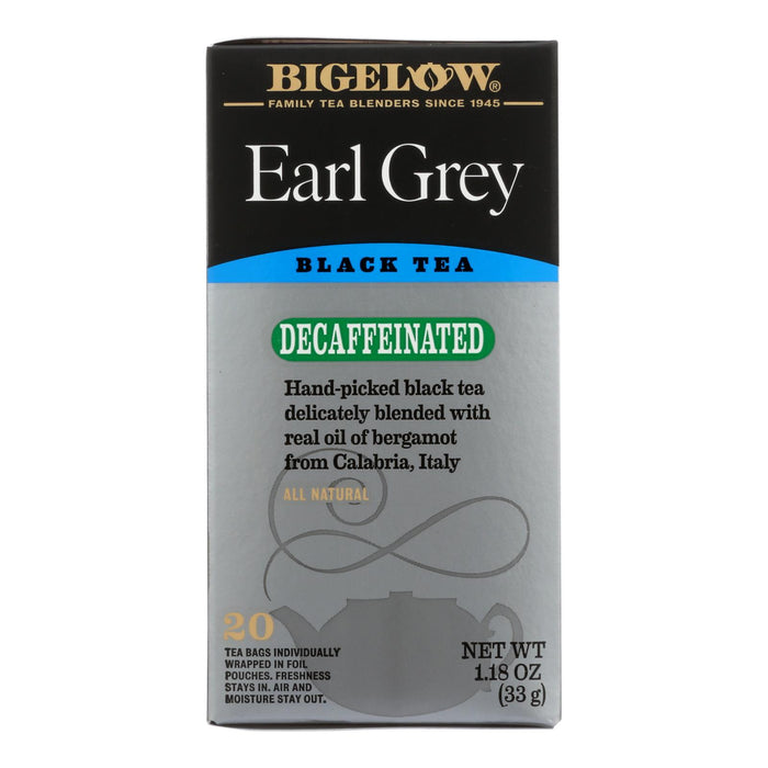 Bigelow Tea Earl Grey Decaffeinated Black Tea - Case Of 6 - 20 Bags.
