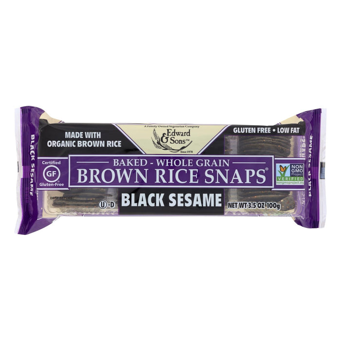 Edward And Sons Brown Rice Snaps - Black Sesame - Case Of 12 -3.5 Oz.