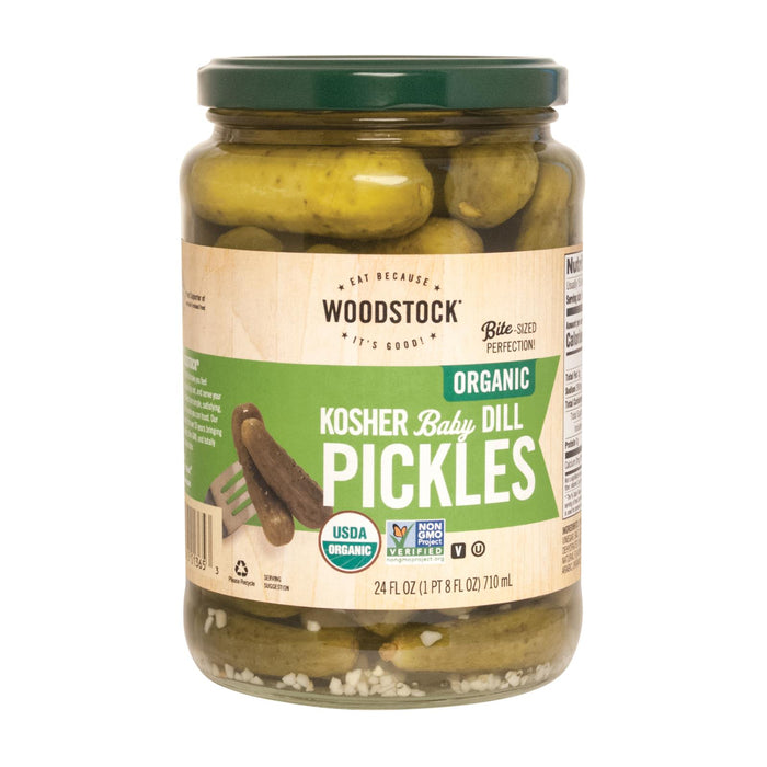 Woodstock Organic Kosher Baby Dill Pickles - Case Of 6 - 24 Oz.