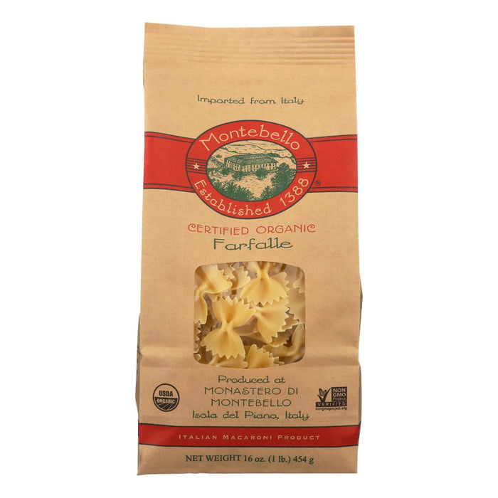 Montebello Organic Pasta - Farfalle - Case Of 12 - 1 Lb