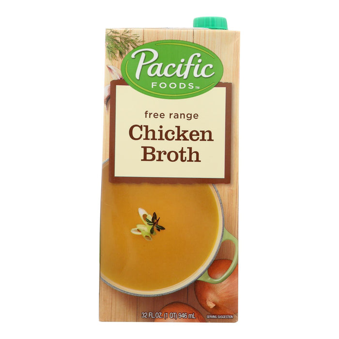 Pacific Natural Foods Chicken Broth -Free Range - Case Of 12 - 32 Fl Oz.