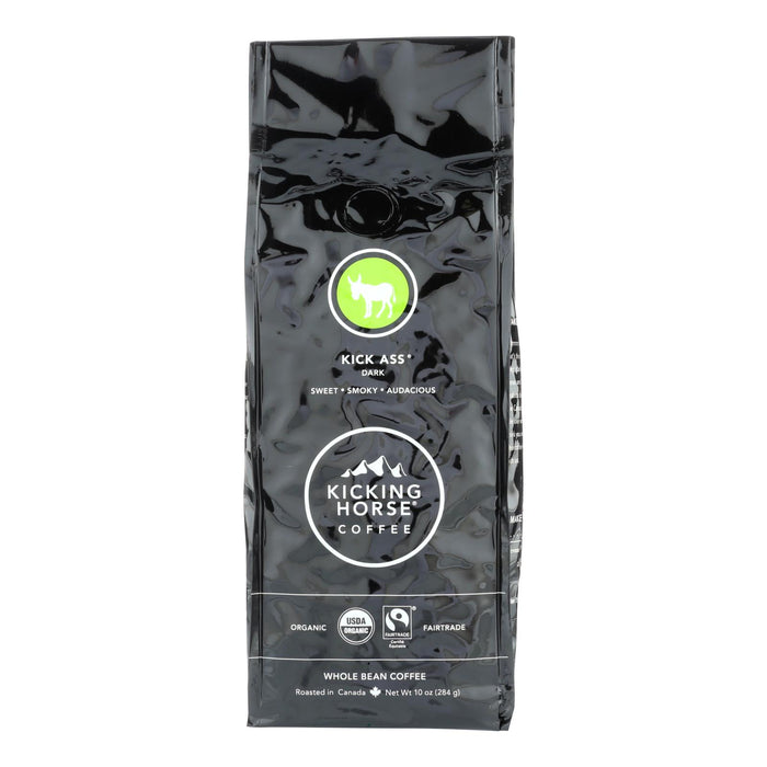 Kicking Horse Coffee - Organic - Whole Bean - Kick Ass - Dark Roast - 10 Oz - Case Of 6.