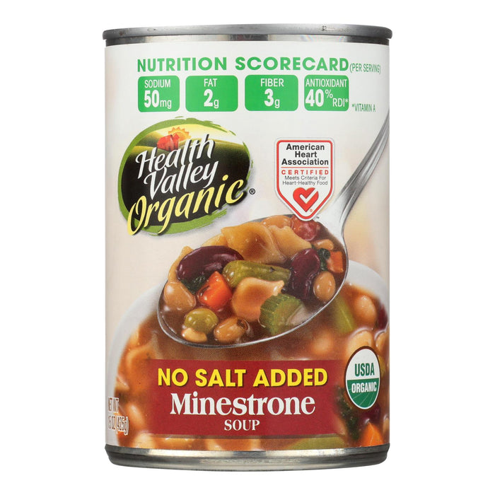 Health Valley Organic Soup -Minestrone No Salt Added - Case Of 12 - 15 Oz.