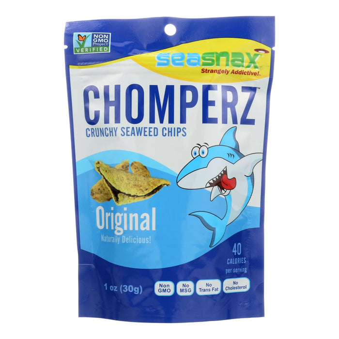 Seasnax Chomperz Crunchy Seaweed Chips - Original - Case Of 8 - 1 Oz