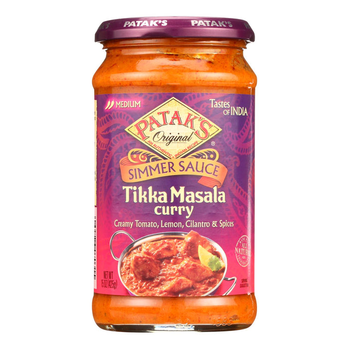 Pataks Simmer Sauce - Tikka Masala Curry - Medium - 15 Oz - Case Of 6.