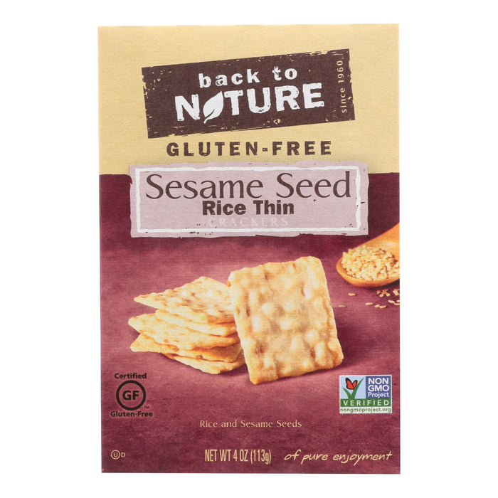 Back To Nature Sesame Seed Rice Thin Crackers -Rice And Sesame Seeds - Case Of 12 - 4 Oz.