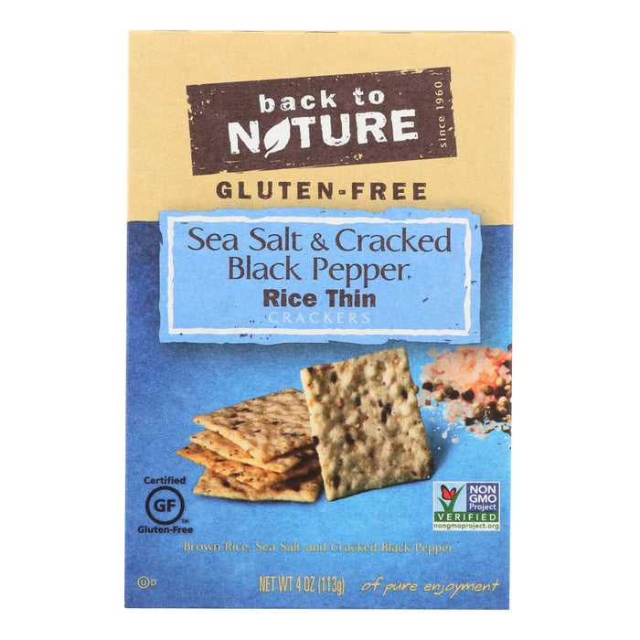 Back To Nature Crackers - Sea Salt And Cracked Black Pepper Rice - Case Of 12 - 4 Oz