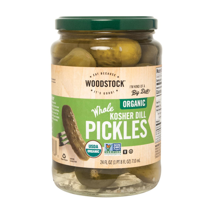 Woodstock Organic Kosher Whole Dill Pickles - Case Of 6 - 24 Oz.