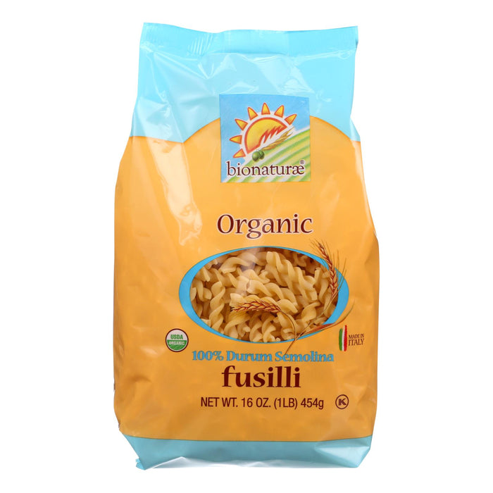 Bionaturae Pasta - Organic - 100 Percent Durum Semolina - Fusilli - 16 Oz - Case Of 12.