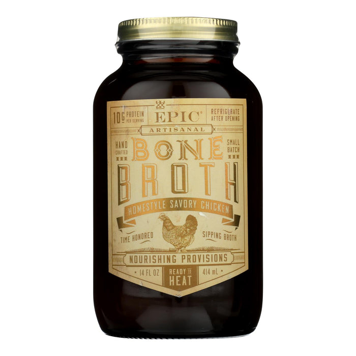 Epic Bone Broth-homestyle Savory Chicken  - Case Of 6 - 14 Fz.