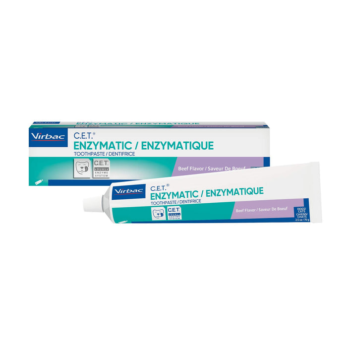 Virbac CET Enzymatic Toothpaste Eliminates Bad Breath by Removing Plaque and Tartar Buildup, Best Pet Dental Care Toothpaste -Beef Flavor, 2.5 Oz Tube (Color Varies)