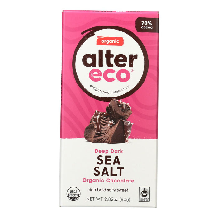 Alter Eco Americas Organic Chocolate Bar -Deep Dark Sea Salt - 2.82 Oz Bars - Case Of 12