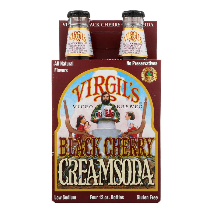 Virgil's Rootbeer Cream Soda -Black Cherry - Case Of 6 - 12 Fl Oz.