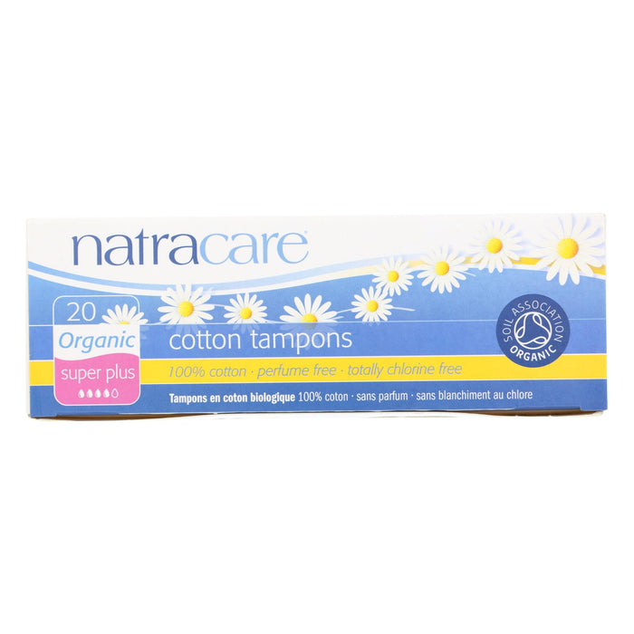 Natracare 100% Organic Cotton Tampons - Super Plus - 20 Pack.