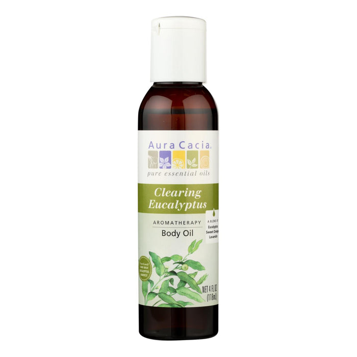 Aura Cacia - Aromatherapy Bath Body And Massage Oil Eucalyptus Harvest - 4 Fl Oz.