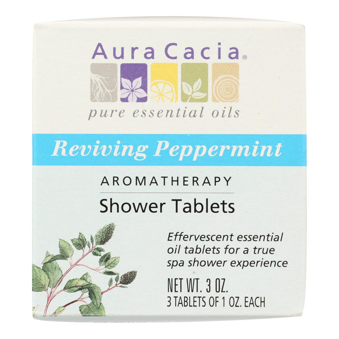 Aura Cacia - Reviving Aromatherapy Shower Tablets Peppermint - 3 Tablets.