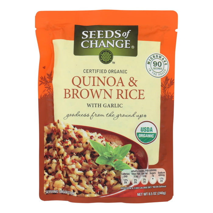Seeds Of Change Organic Quinoa And Brown Rice With Garlic - Case Of 12 - 8.5 Oz