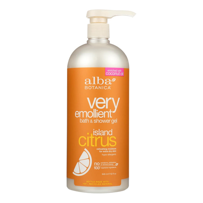 Alba Botanica - Very Emollient Bath And Shower Gel - Island Citrus - 32 Fl Oz.