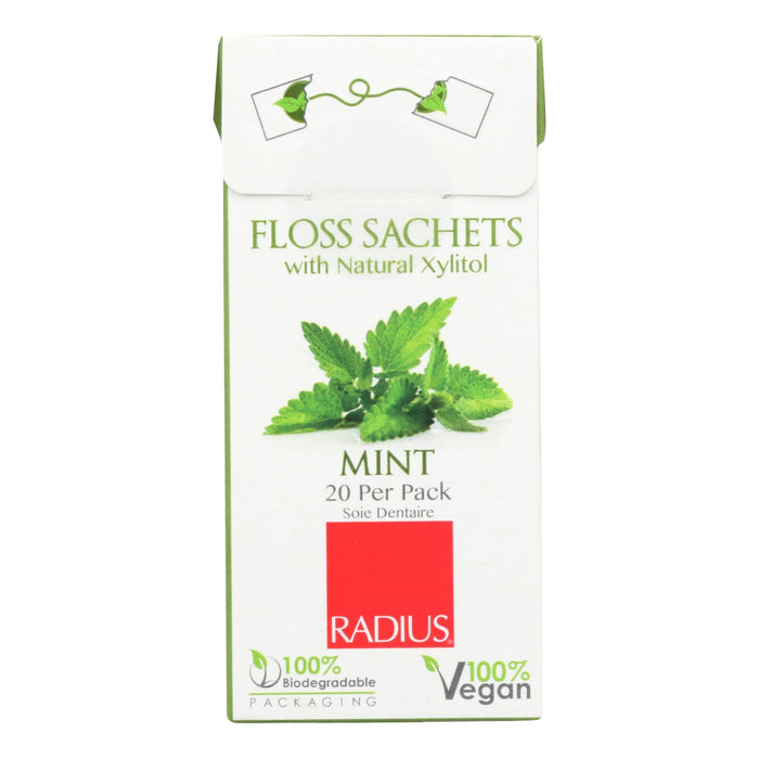 Radius - Floss Sachets With Natural Xylitol - Mint - Case Of 20.