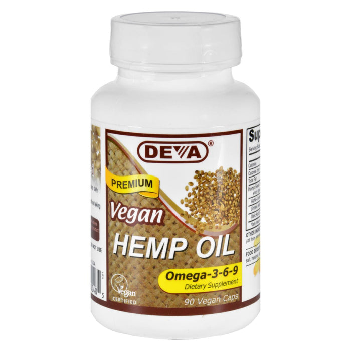 Deva Vegan Vitamins - Hemp Oil - Omega 3 6 9 - Vegan - 90 Vegan Capsules.