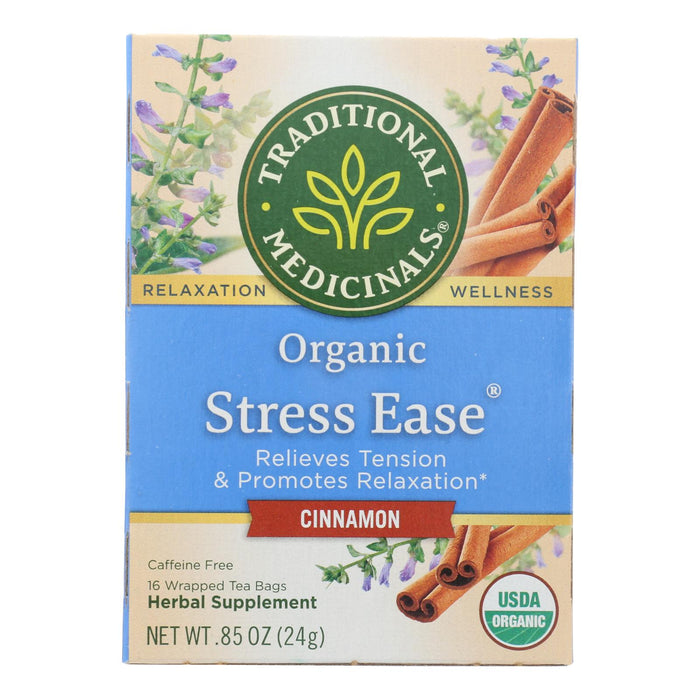 Traditional Medicinals Relaxation Tea - Stress Ease Cinnamon - Case Of 6 - 16 Bags.