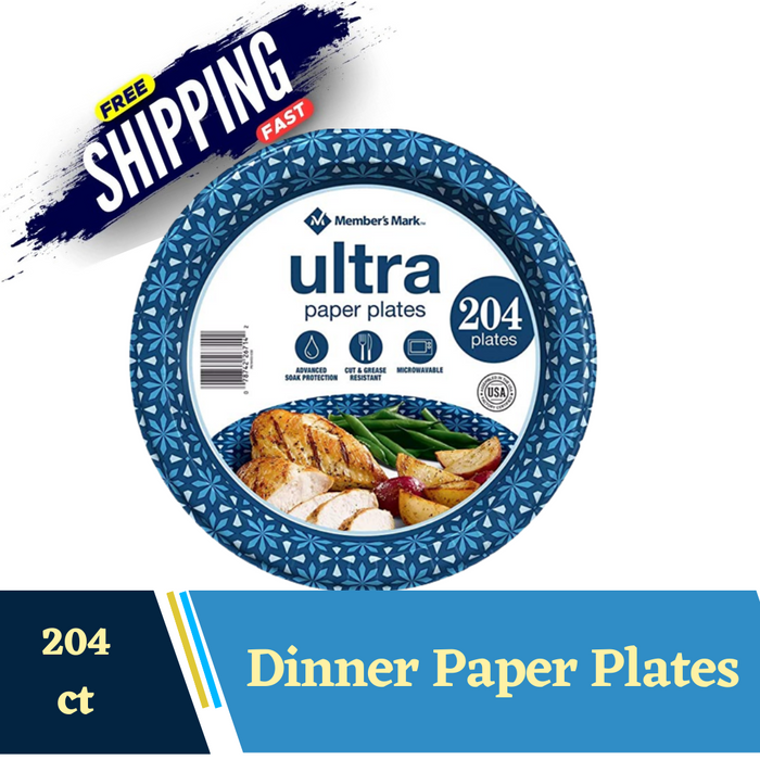 Member's Mark Ultra 10 inch Printed Paper Plates - 204 Count
