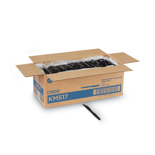 Plastic Cutlery, Heavy Mediumweight Knives, Black, 1,000/carton.