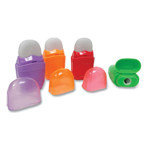 One-hole Pencil Sharpener/eraser Combo, 1" X 0.75", Randomly Assorted Colors.