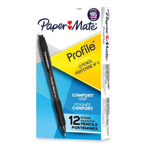 Profile Mechanical Pencils, 0.7 Mm, Hb (#2), Black Lead, Black Barrel, Dozen.