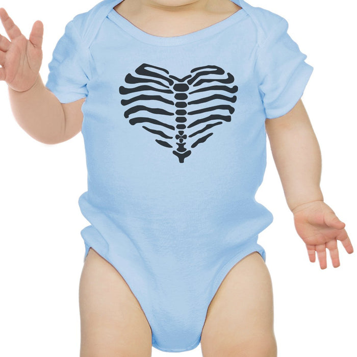 Skeleton Heart Baby Sky Blue Bodysuit.