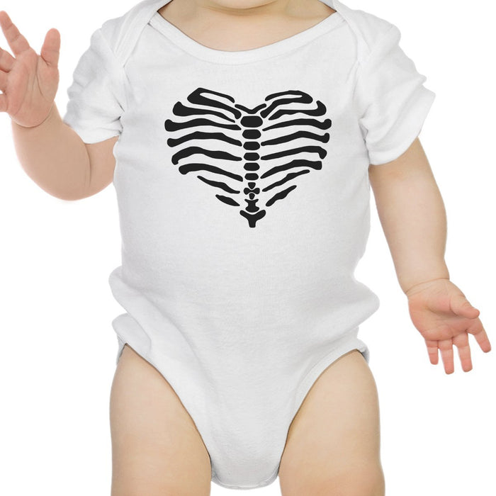 Skeleton Heart Baby White Bodysuit.