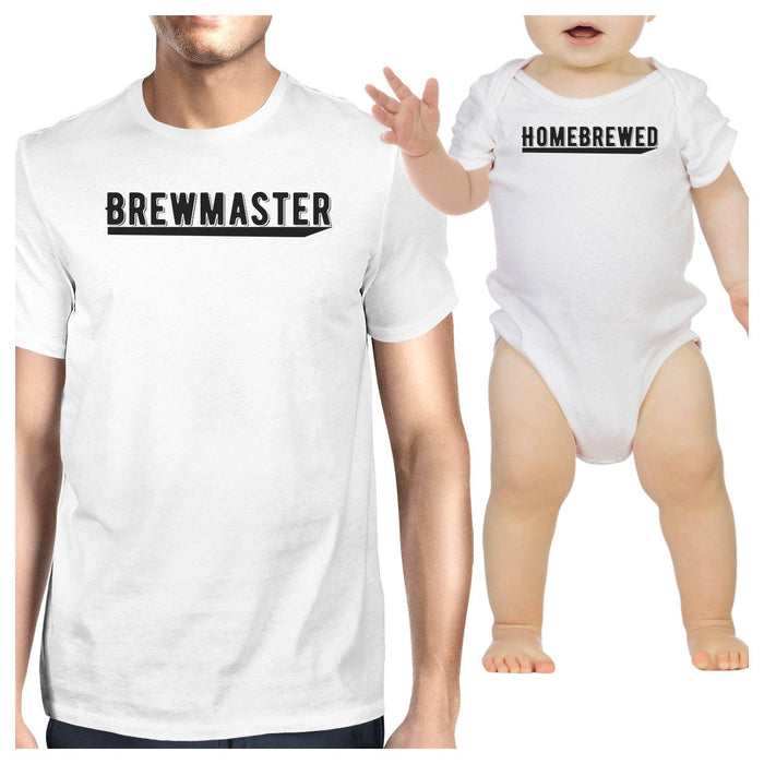 Brewmaster Homebrewed Dad and Baby Matching White Shirts.