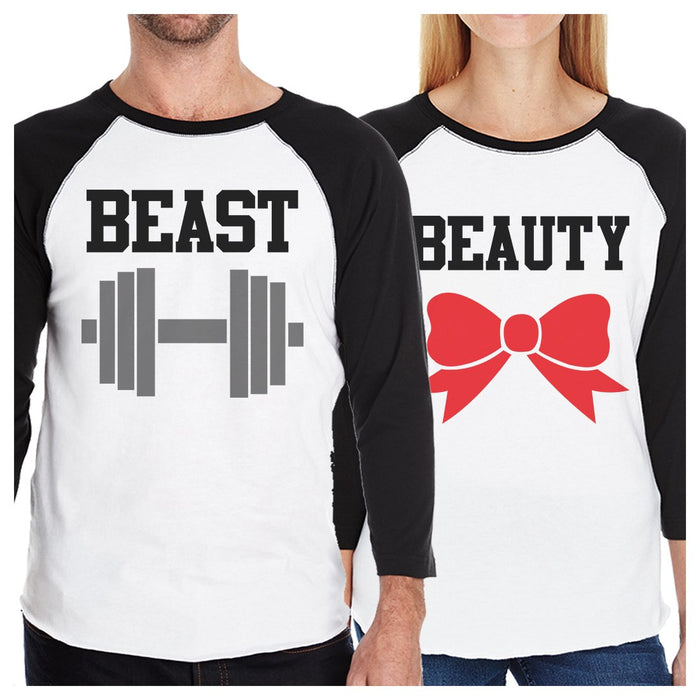 Beast And Beauty Matching Couples Baseball Shirts Funny Anniversary.