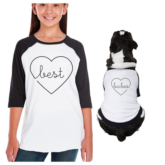 Best Babes Kid and Pet Matching Black And White Baseball Shirts.