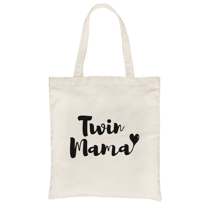 Twin Mama Heavy Cotton Canvas Bag Foldable Tote Cute Gift For Moms.