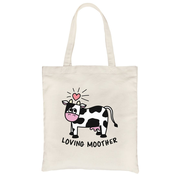 Loving Moother Cow Heavy Cotton Canvas Bag Cute Grocery Bag For Mom.