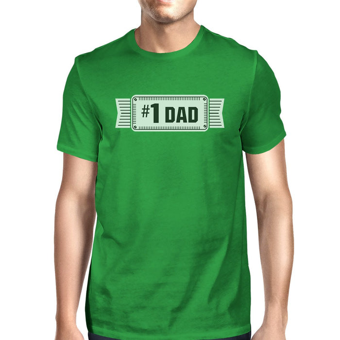 #1 Dad Mens Green Funny Fathers Day Graphic Shirt Unique Dad Gifts.