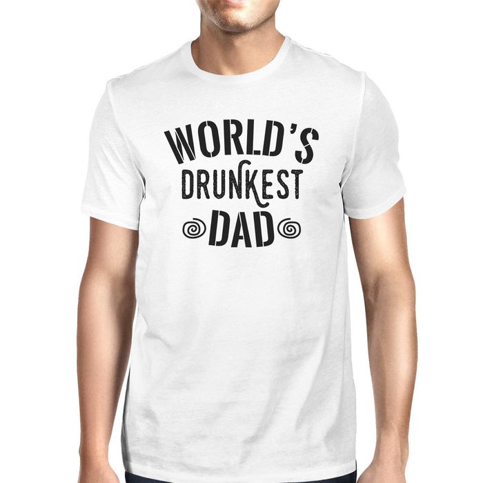 World's Drunkest Dad Men's White Crew Neck Cotton T-Shirt For Dad.