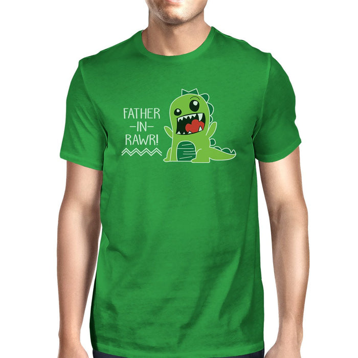 Father-In-Rawr Men's Green Short Sleeve Graphic Design Top For Dad.