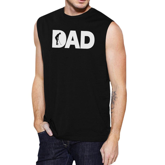 Dad Golf Mens Black Fathers Day Design Muscle Tanks For Golf Dads.