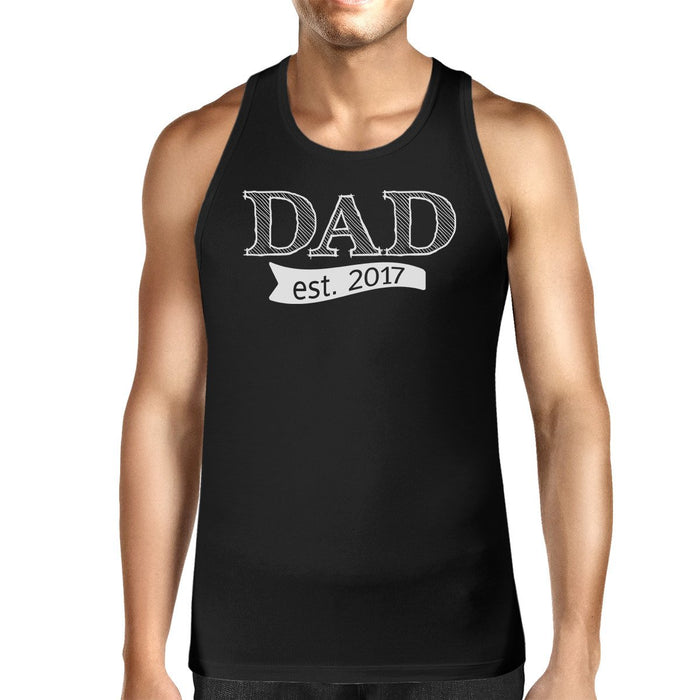 Dad Est 2017 Mens Black Unique Graphic Tank Top Cute New Dad Gifts.