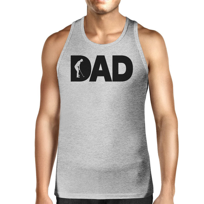 Dad Golf Mens Grey Sleeveless Tee Funny Design Tank For Golf Lovers.