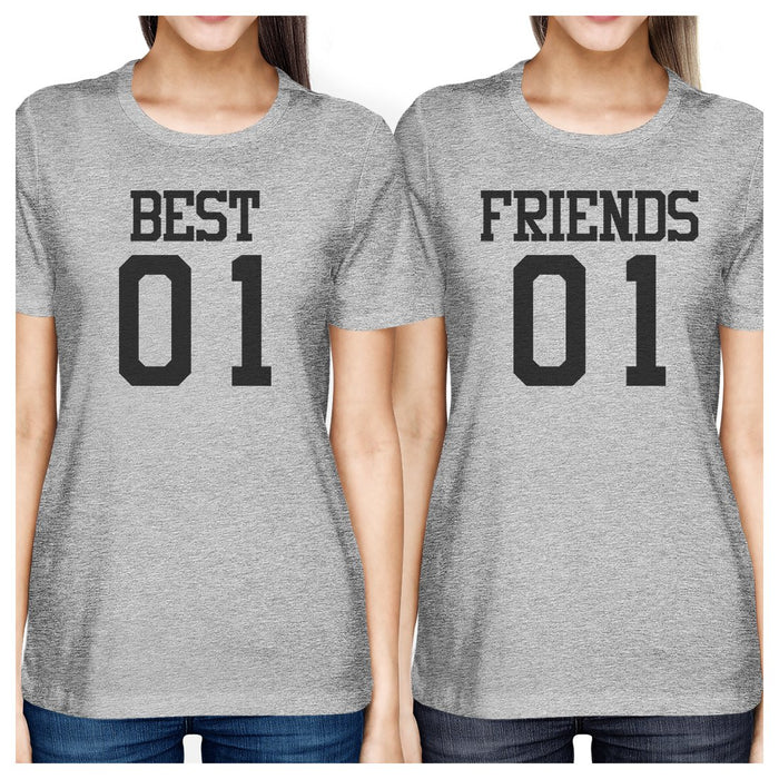 Best01 Friends01 BFF Matching Grey T-Shirts.