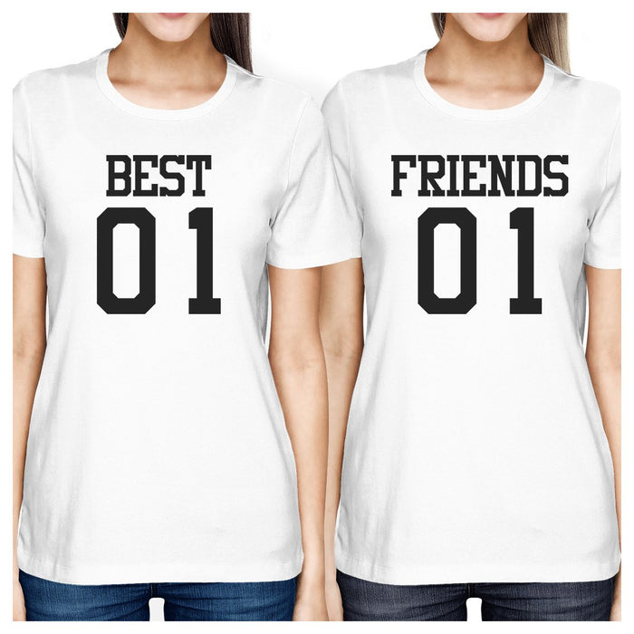 Best01 Friends01 BFF Matching White T-Shirts.