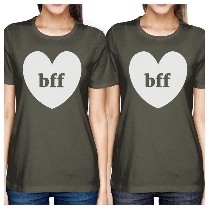 Bff Hearts BFF Matching Dark Grey Shirts.