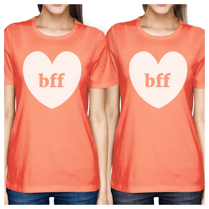 Bff Hearts BFF Matching Peach Shirts..